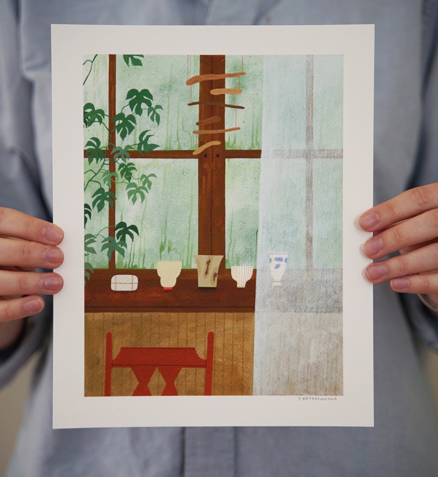 "Rainy Window With Pottery" print