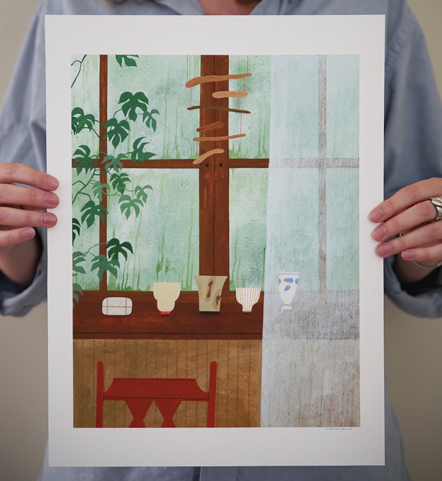 "Rainy Window With Pottery" print