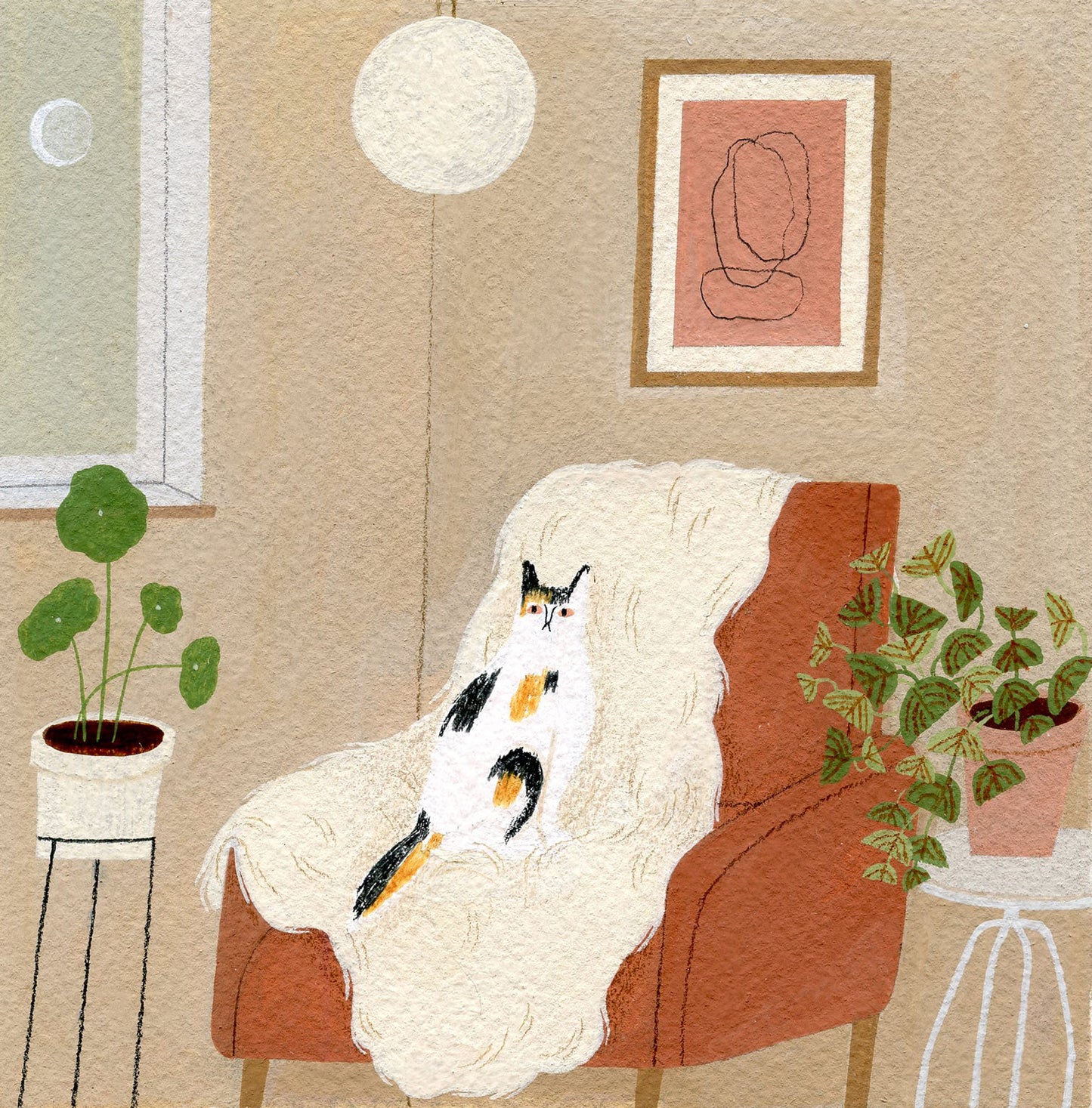 "Cat With Moon" print