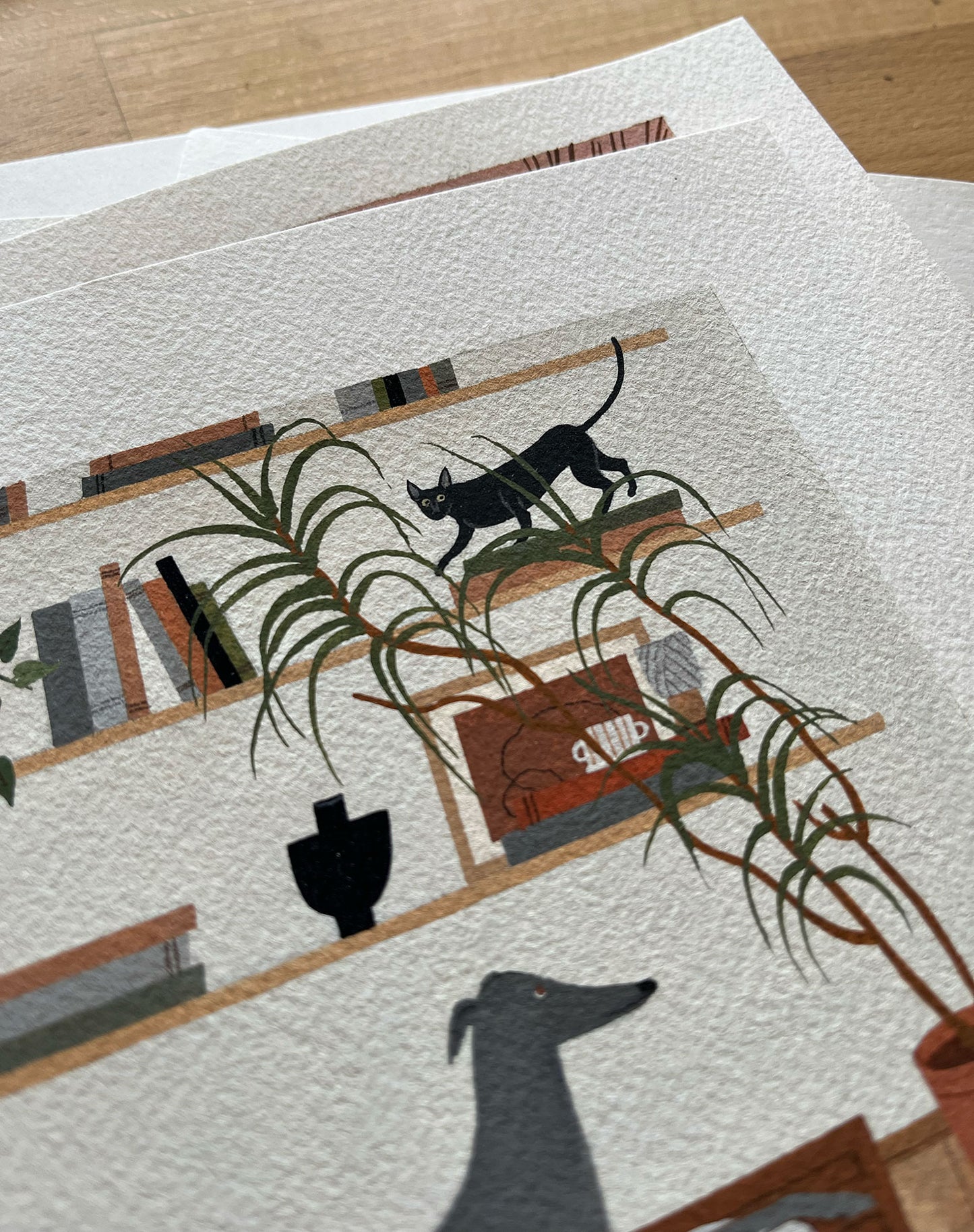 "Greyhound and Cornish Rex" original painting