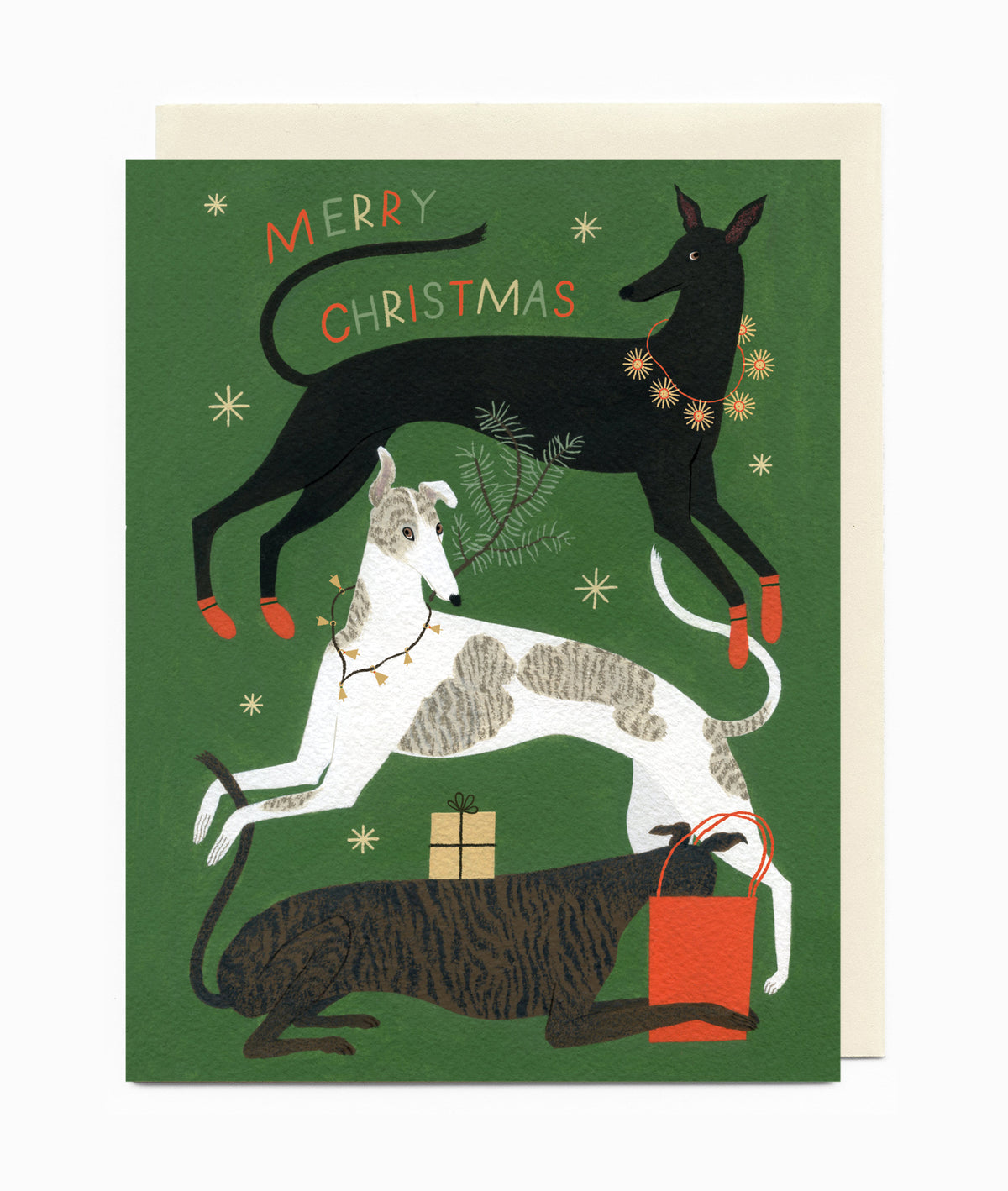 "Christmas Greyhounds" greeting card