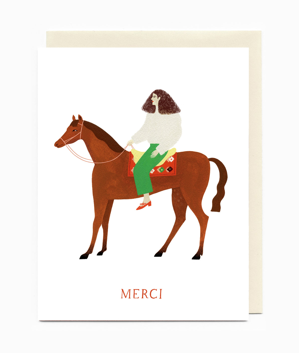 Horsewoman "Merci" greeting card