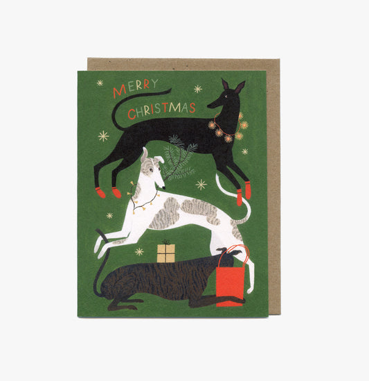 "Christmas Greyhounds" greeting card
