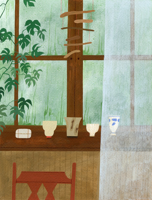 "Rainy Window With Pottery" print