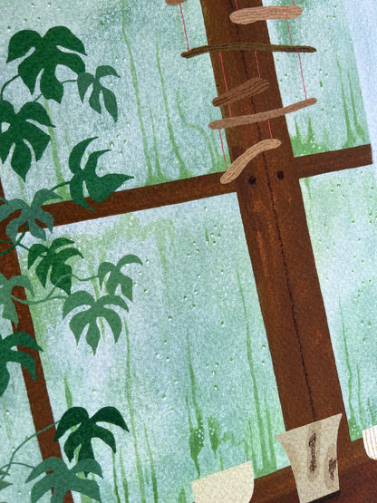 "Rainy Window With Pottery" print