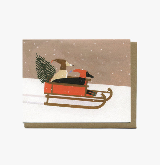 "The Sled Ride" greeting card